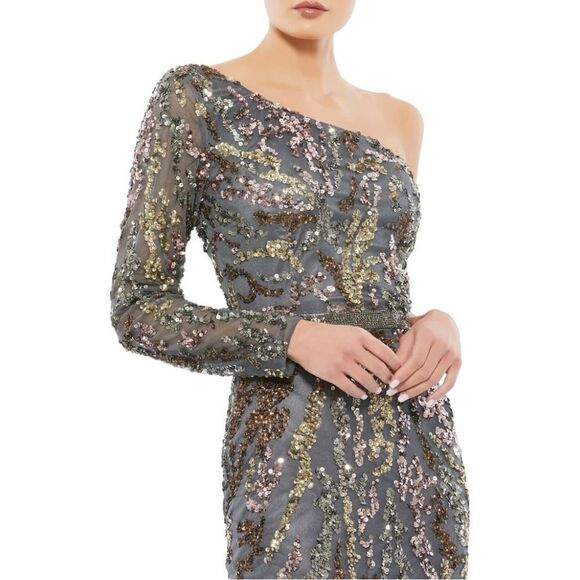 MAC DUGGAL Women’s Embellished Sequined One Shoulder Cocktail Dress in Size 10 - Picture 4 of 10
